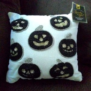 Halloween Pumpkin Beaded Decorative Pillow